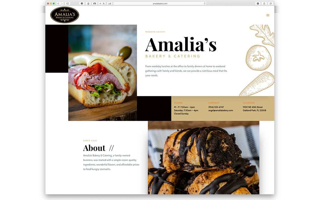 Image of Amalia's Bakery website