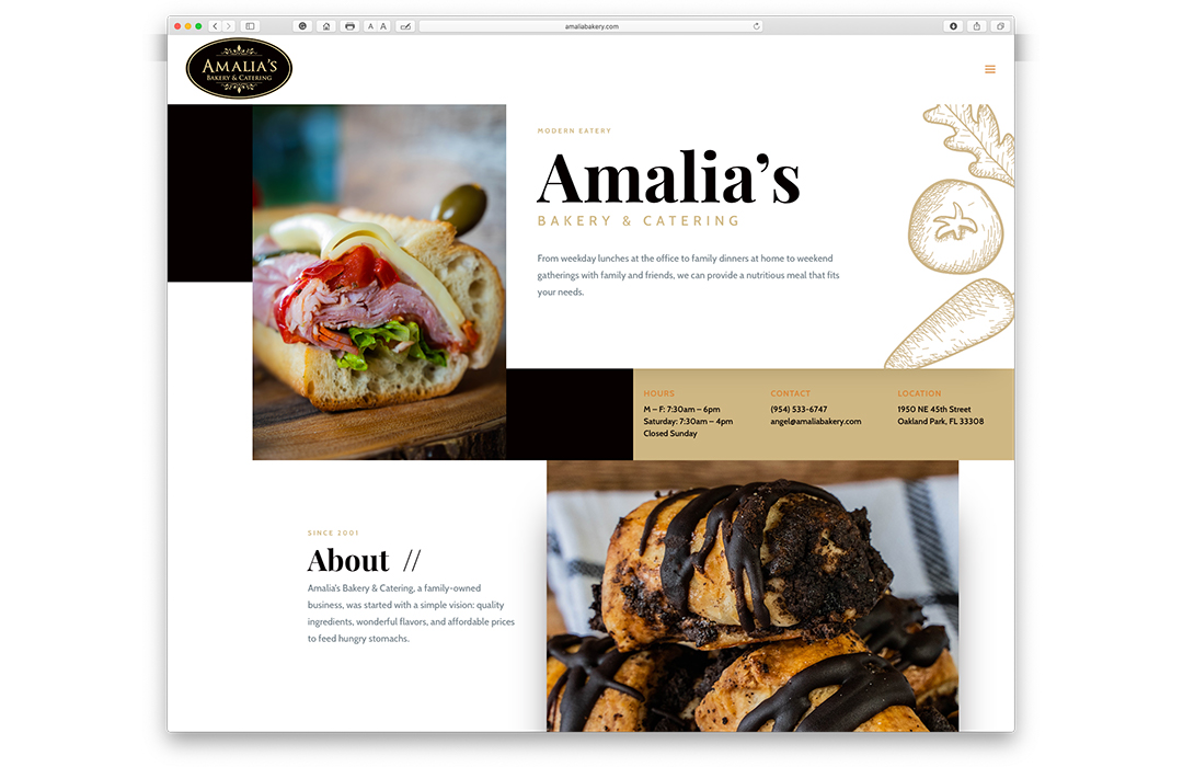 Image of Amalia's Bakery website